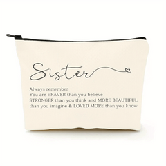 Letter Pattern Cosmetic Bag Beige Stationary Makeup Wash Toiletry Bag