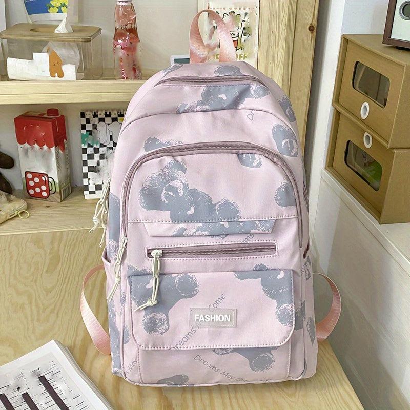 Casual Bear Print School Bag Large Capacity Travel Backpack