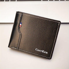 Men's PU Leather Letter Short Wallet Multiple Card Slots Purse