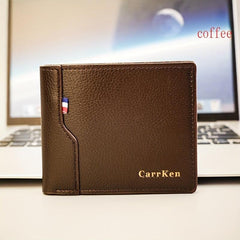 Men's PU Leather Letter Short Wallet Multiple Card Slots Purse
