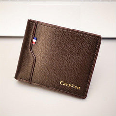 Men's PU Leather Letter Short Wallet Multiple Card Slots Purse