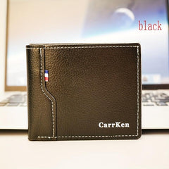 Men's PU Leather Letter Short Wallet Multiple Card Slots Purse