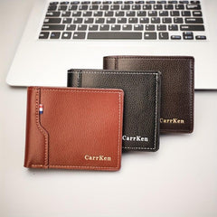 Men's PU Leather Letter Short Wallet Multiple Card Slots Purse