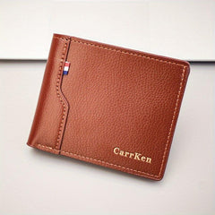Men's PU Leather Letter Short Wallet Multiple Card Slots Purse