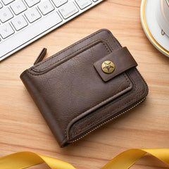 Men's Leather Zipper Wallet Card Holder Coin Purse