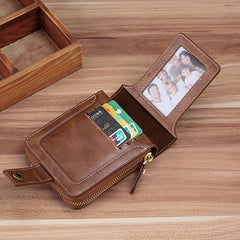 Men's Leather Zipper Wallet Card Holder Coin Purse