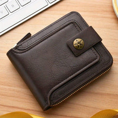 Men's Leather Zipper Wallet Card Holder Coin Purse