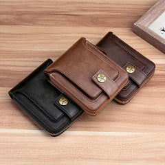Men's Leather Zipper Wallet Card Holder Coin Purse