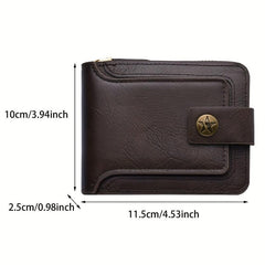 Men's Leather Zipper Wallet Card Holder Coin Purse