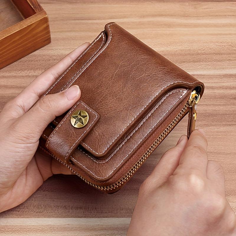 Men's Leather Zipper Wallet Card Holder Coin Purse