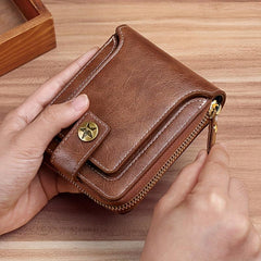 Men's Leather Zipper Wallet Card Holder Coin Purse