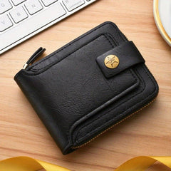 Men's Leather Zipper Wallet Card Holder Coin Purse
