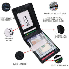 Slim RFID Wallet Money Clip Bifold Leather Wallet