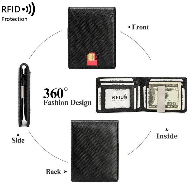 Slim RFID Wallet Money Clip Bifold Leather Wallet
