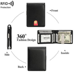 Slim RFID Wallet Money Clip Bifold Leather Wallet