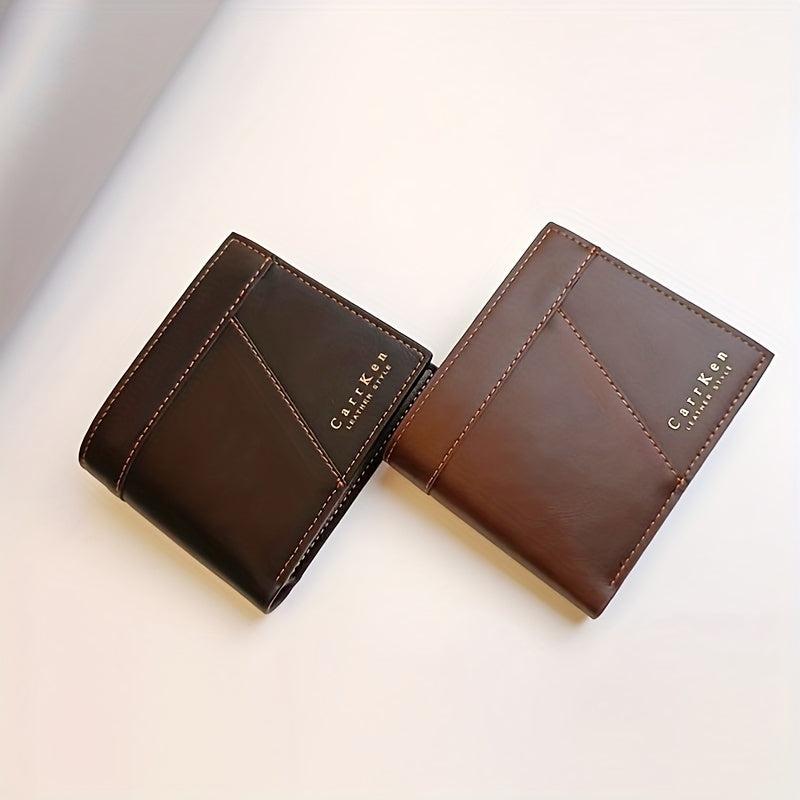 Men's Casual PU Leather Short Wallet with Card Slots