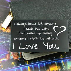 I Love You Engraved Wallet Insert Card Romantic Gift