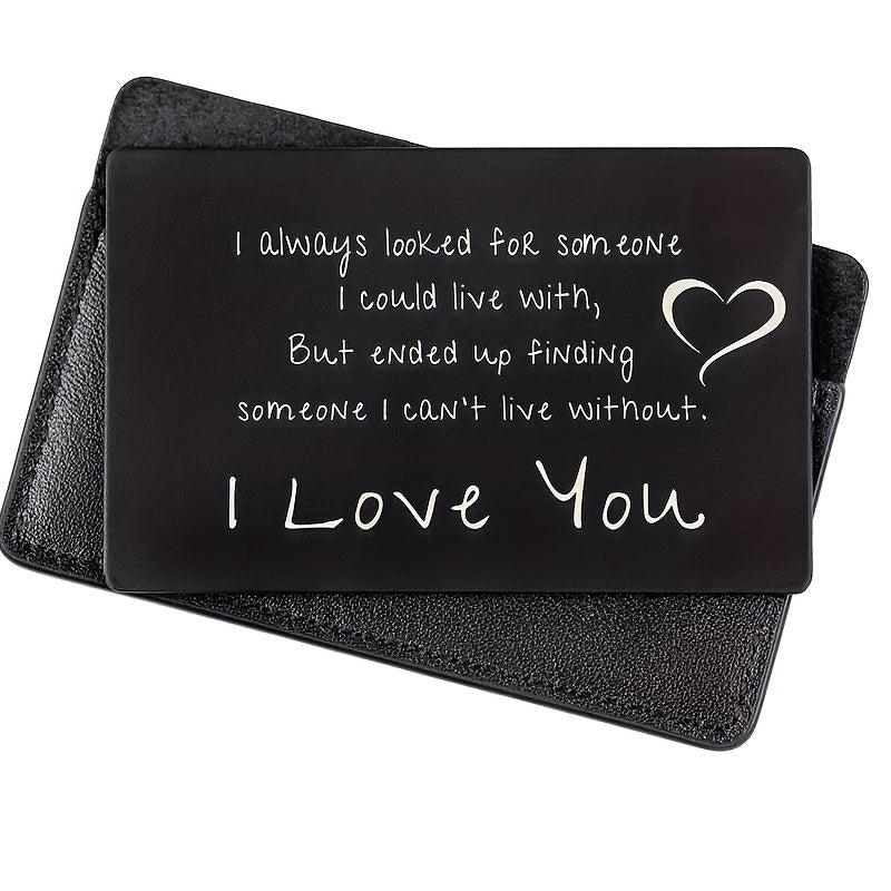 I Love You Engraved Wallet Insert Card Romantic Gift
