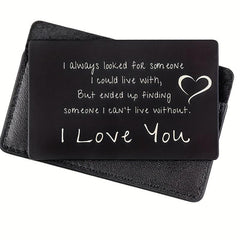 I Love You Engraved Wallet Insert Card Romantic Gift