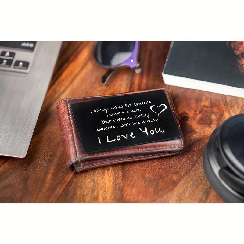 I Love You Engraved Wallet Insert Card Romantic Gift