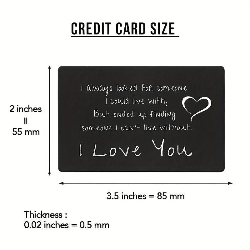 I Love You Engraved Wallet Insert Card Romantic Gift