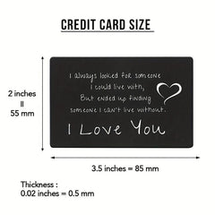 I Love You Engraved Wallet Insert Card Romantic Gift