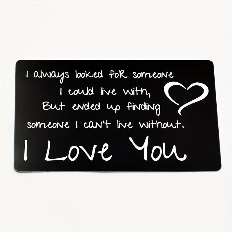 I Love You Engraved Wallet Insert Card Romantic Gift
