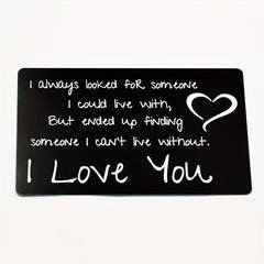 I Love You Engraved Wallet Insert Card Romantic Gift