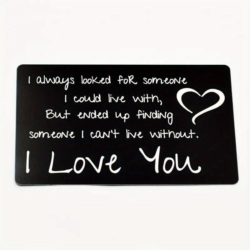 I Love You Engraved Wallet Insert Card Romantic Gift