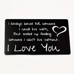 I Love You Engraved Wallet Insert Card Romantic Gift