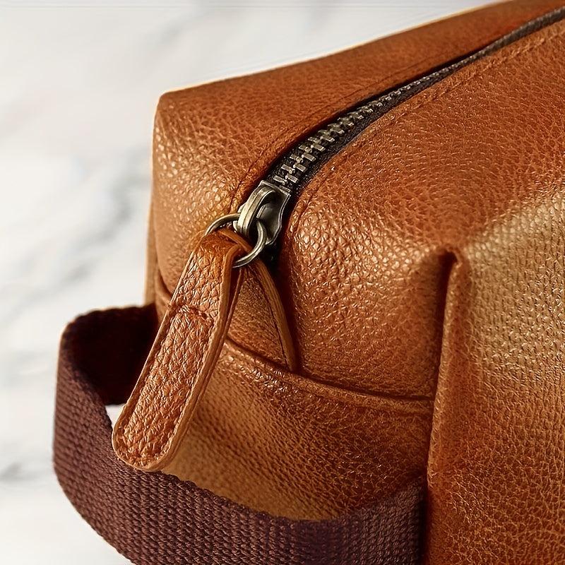 Men's Leather Toiletry Bag Brown Travel Wash Bag