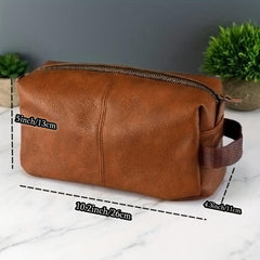 Men's Leather Toiletry Bag Brown Travel Wash Bag