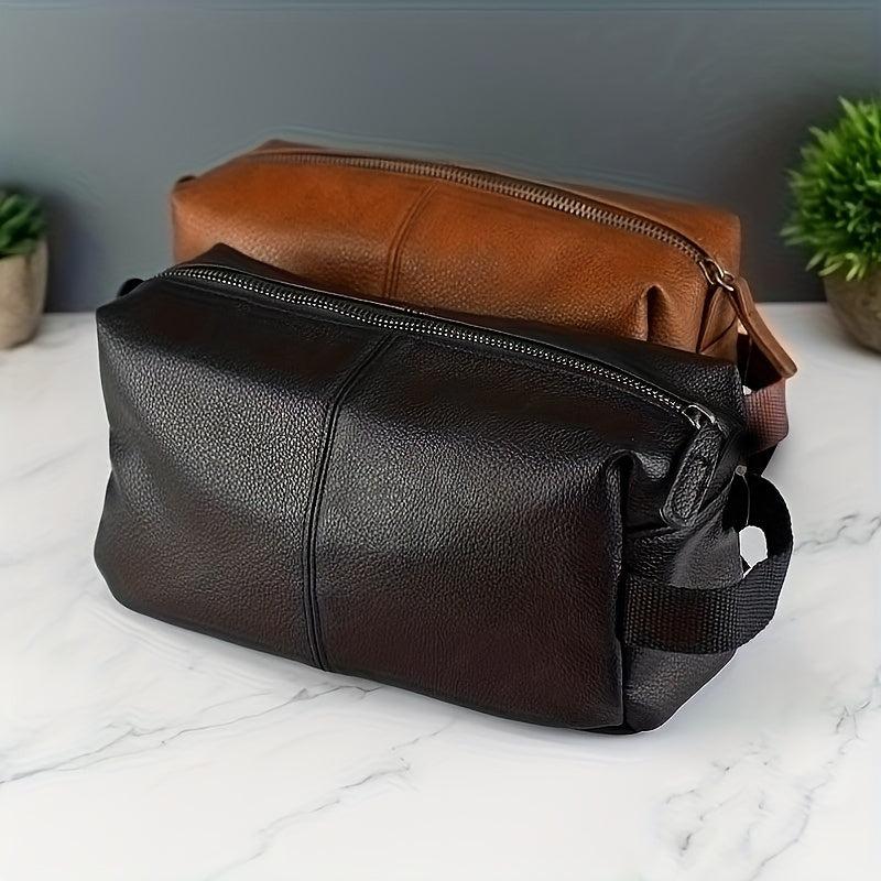 Men's Leather Toiletry Bag Brown Travel Wash Bag