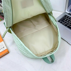 Pleated Backpack With Bear Puppy Pendant Large Capacity Travel Backpack