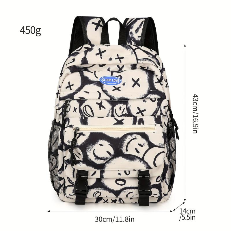 Large Capacity Graffiti Backpack for School and Travel