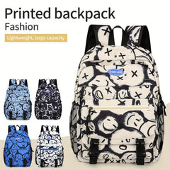Large Capacity Graffiti Backpack for School and Travel