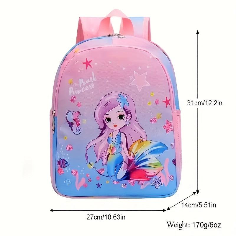 Cartoon Unicorn Mermaid Backpack for Kids with T-shirt Pattern