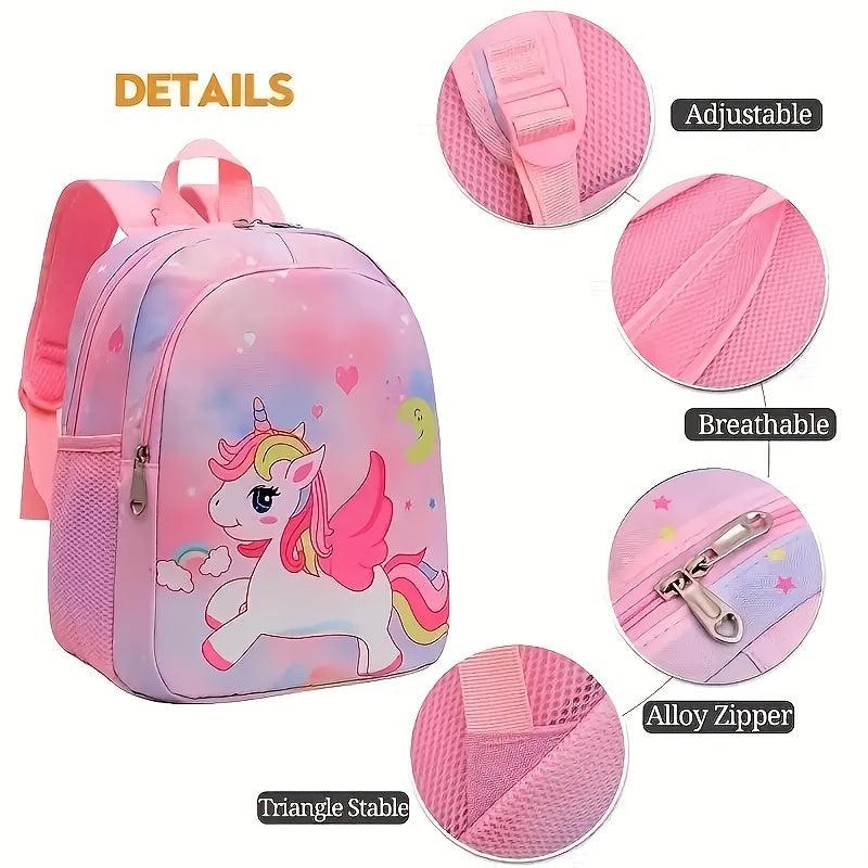 Cartoon Unicorn Mermaid Backpack for Kids with T-shirt Pattern