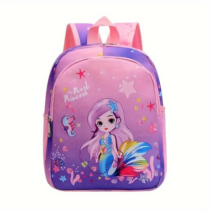 Cartoon Unicorn Mermaid Backpack for Kids with T-shirt Pattern