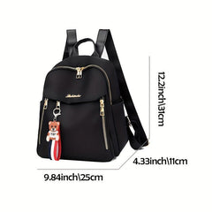 Oxford Cloth Backpack With Bear Pendant for Women