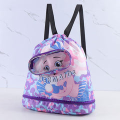 Cartoon Waterproof Drawstring Backpack Dry Wet Separation Swim Bag