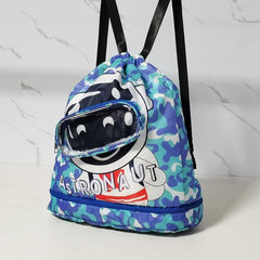 Cartoon Waterproof Drawstring Backpack Dry Wet Separation Swim Bag