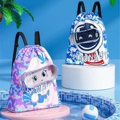Cartoon Waterproof Drawstring Backpack Dry Wet Separation Swim Bag