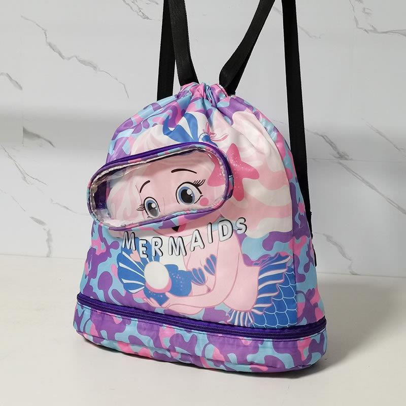 Cartoon Waterproof Drawstring Backpack Dry Wet Separation Swim Bag