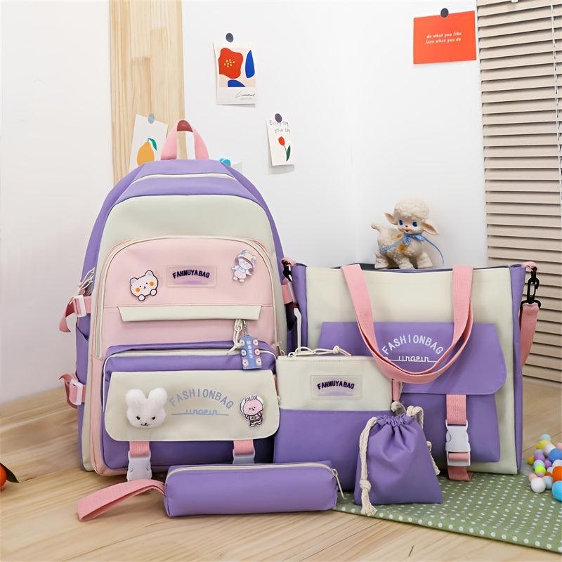 5pcs Versatile Student Backpack