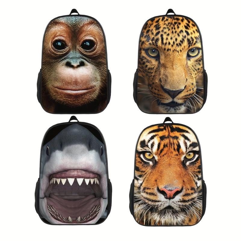3D Printing Animal Backpack Orangutan Tiger Shark Jaguar School Student 43x18cm