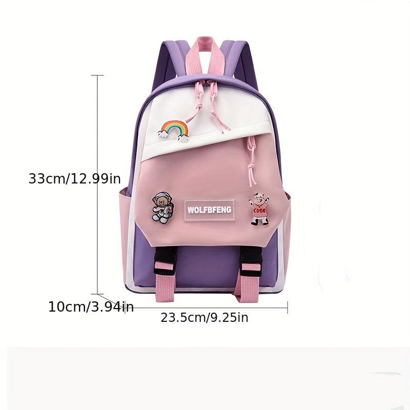 Casual Block Backpack Large Capacity School Bag