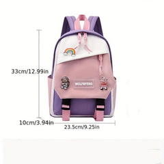 Casual Block Backpack Large Capacity School Bag