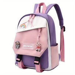Casual Block Backpack Large Capacity School Bag