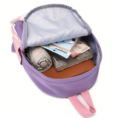 Casual Block Backpack Large Capacity School Bag